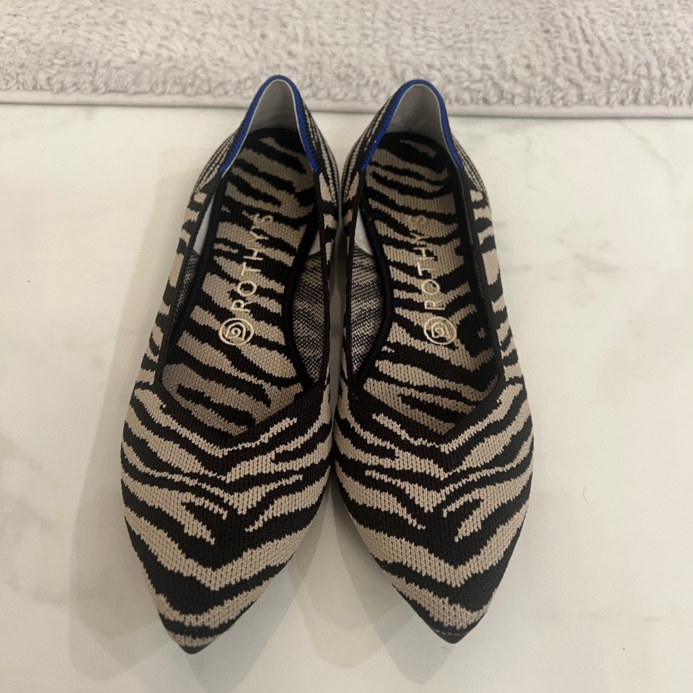 Rothy’s The Point Size 9 Zebra Print Ballet Flat